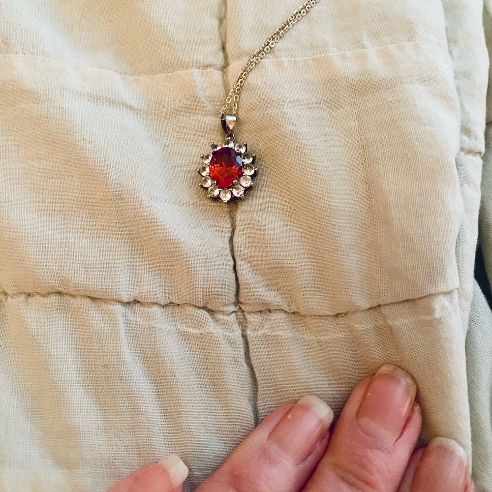 Love this Ruby Red necklace with diamond CZ accents!
